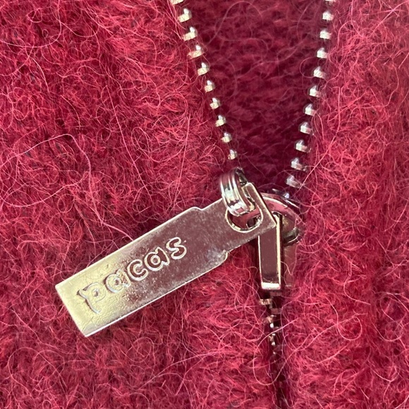 Pacas Men’s Alpaca Wool Sweater Quarter Zip NWT in Bordeaux Melange Red Size L - Picture 9 of 12